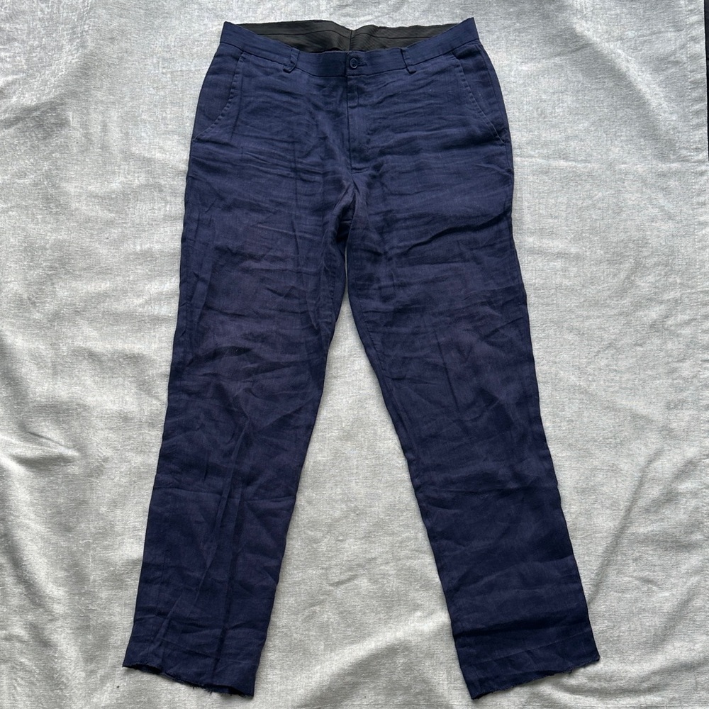 Samtex Navy Linen Pants Men’s 32x30 Lightweight Casual Trousers